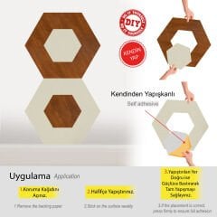 Tink Kendinden Yapışkanlı PVC Markuteri Mozaik 4 Parke Kaplama Yer Döşemesi-Beyaz Huş-Altın Meşe-40x46 cm-4 Adet