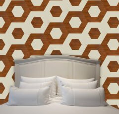 Tink Self Adhesive PVC Markuteri Mosaic 4 Parquet Covering Flooring-White Birch-Golden Oak-40x46 cm-4 Pieces