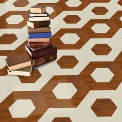 Tink Self Adhesive PVC Markuteri Mosaic 4 Parquet Covering Flooring-White Birch-Golden Oak-40x46 cm-4 Pieces