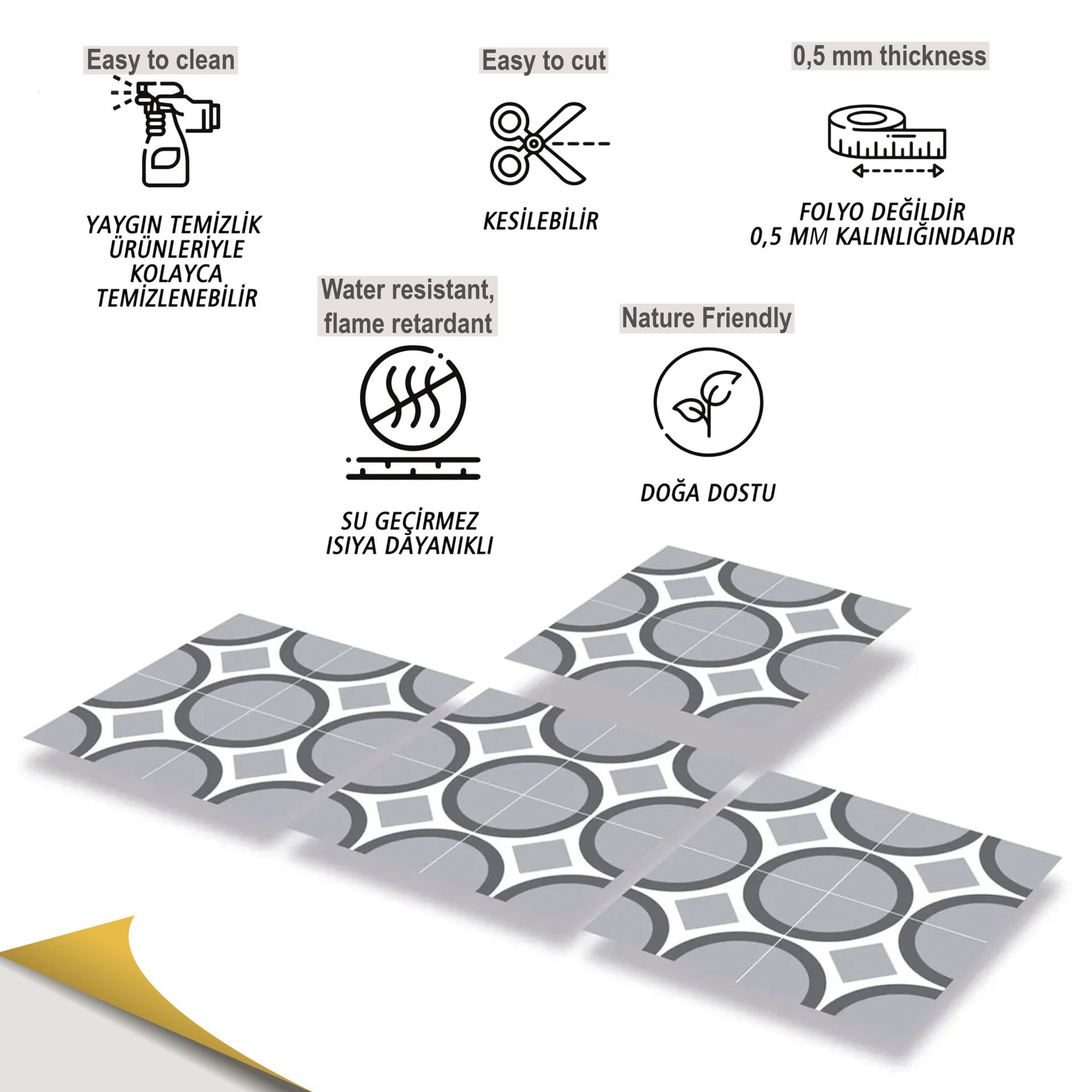 Tink Kendinden Yapışkanlı Dekoratif Pvc Geometrik 035 30x30 cm