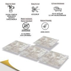 Tink Kendinden Yapışkanlı Gri Mermer Desenli 30x30 cm Pvc Karo 5 m2 (56 Adet)