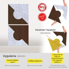 Tink Kendinden Yapışkanlı Parke Markuteri Parke Kaplama Yer Duvar Döşemesi Pvc/40x40 cm/0,64 m²/4 Adet Mermer-Teak