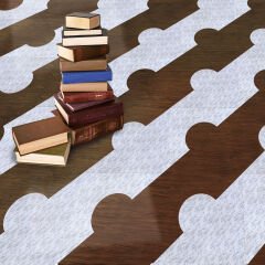 Tink Kendinden Yapışkanlı Parke Markuteri Parke Kaplama Yer Duvar Döşemesi Pvc/40x40 cm/0,64 m²/4 Adet Mermer-Teak