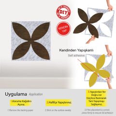 Tink Kendinden Yapışkanlı Parke Marküteri Parke Kaplama Yer Duvar Döşemesi 2 Pvc /40x40 cm/0,64 m²/4 Adet Teak-Mermer