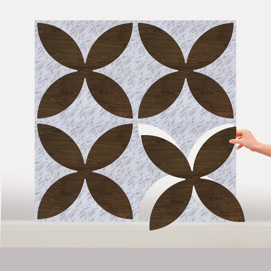 Tink Kendinden Yapışkanlı Parke Marküteri Parke Kaplama Yer Duvar Döşemesi 2 Pvc /40x40 cm/0,64 m²/4 Adet Teak-Mermer