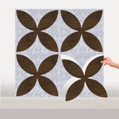Tink Kendinden Yapışkanlı Parke Marküteri Parke Kaplama Yer Duvar Döşemesi 2 Pvc /40x40 cm/0,64 m²/4 Adet Teak-Mermer