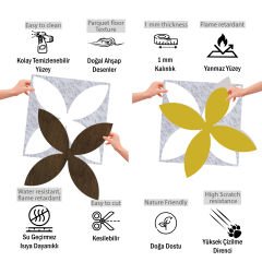 Tink Kendinden Yapışkanlı Parke Marküteri Parke Kaplama Yer Duvar Döşemesi 2 Pvc /40x40 cm/0,64 m²/4 Adet Teak-Mermer