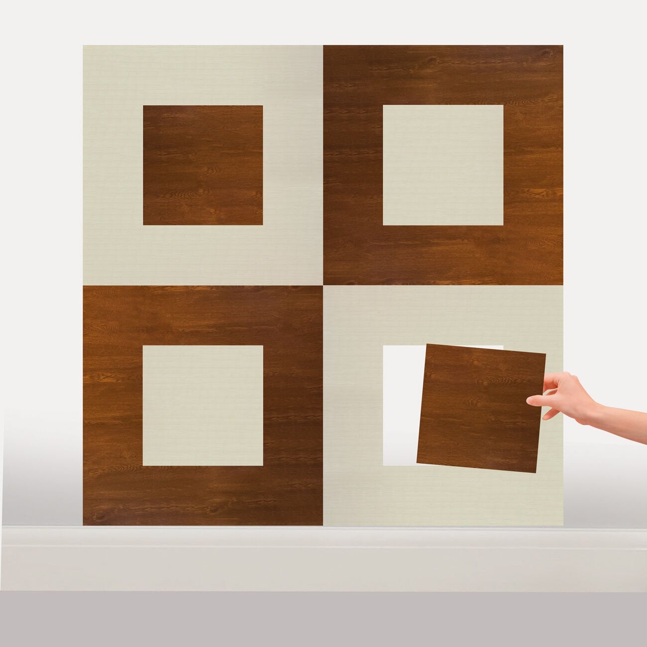 Tink Kendinden Yapışkanlı Parke Markuteri Parke Kaplama Yer Duvar Döşemesi 3 Pvc /40x40 cm/0,64 m²/4 Adet AltınMeşe-Huş