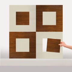 Tink Kendinden Yapışkanlı Parke Markuteri Parke Kaplama Yer Duvar Döşemesi 3 Pvc /40x40 cm/0,64 m²/4 Adet AltınMeşe-Huş