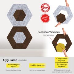 Tink Kendinden Yapışkanlı Parke Markuteri Parke Kaplama Yer Duvar Döşemesi 4 Pvc/40x46 cm/4 Adet Teak-Mermer