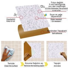 Tink Kendinden Yapışkanlı Antrasit Mermer Desenli 30x30 cm Pvc Karo