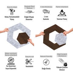 Tink Kendinden Yapışkanlı Parke Markuteri Parke Kaplama Yer Duvar Döşemesi 4 Pvc/40x46 cm/4 Adet Teak-Mermer