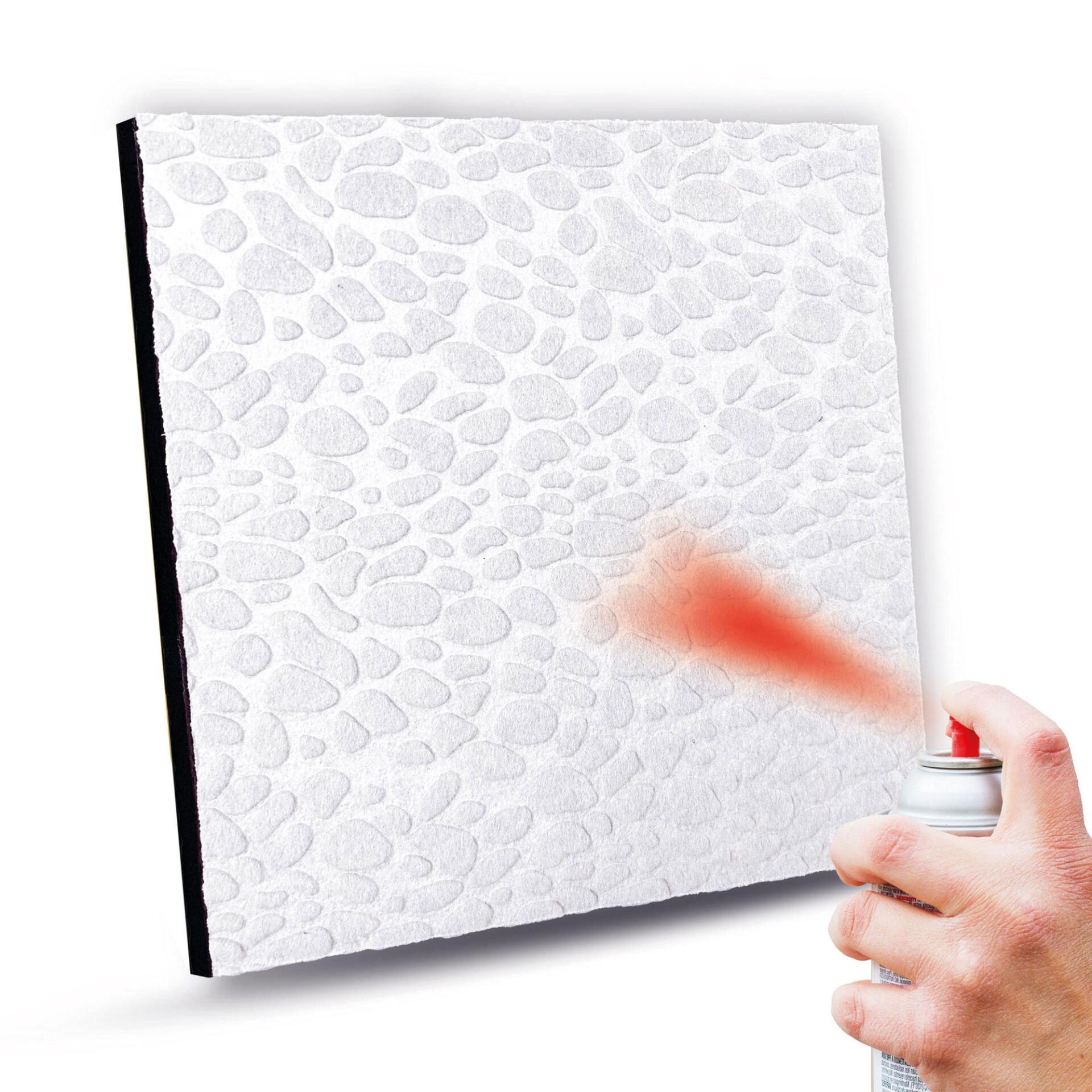 Tink Boyanabilir Kendinden Yapışkanlı Ses ve Isı Yalıtım Süngeri, Beyaz Keçe Kaplı Panel 40x40 cm