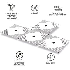 Tink Kendinden Yapışkanlı Pvc Yer Duvar Döşemesi Karo Kaplama Siyah Karo Desenli 30x30 cm