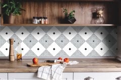 Tink Kendinden Yapışkanlı Pvc Yer Duvar Döşemesi Karo Kaplama Siyah Karo Desenli 30x30 cm