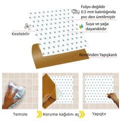 Tink Kendinden Yapışkanlı Fayans Pvc Karo Kaplama Yonca Desenli 30x30 cm