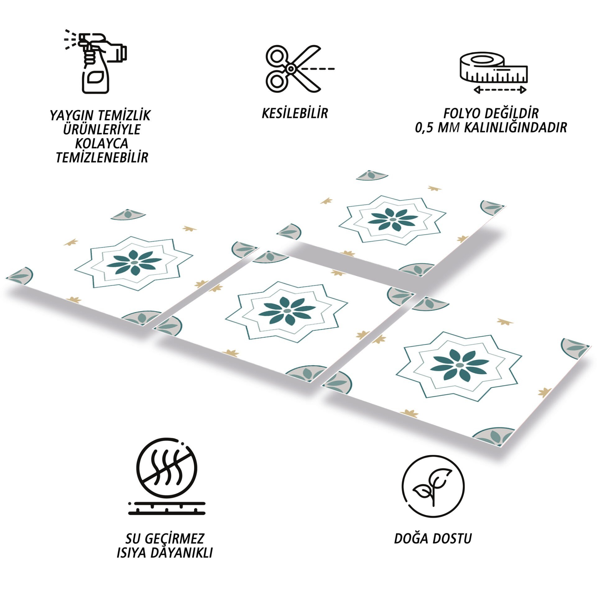 Tink Kendinden Yapışkanlı Fayans Kaplama Pvc Yer Döşemesi Casablanca Desenli 30x30 cm