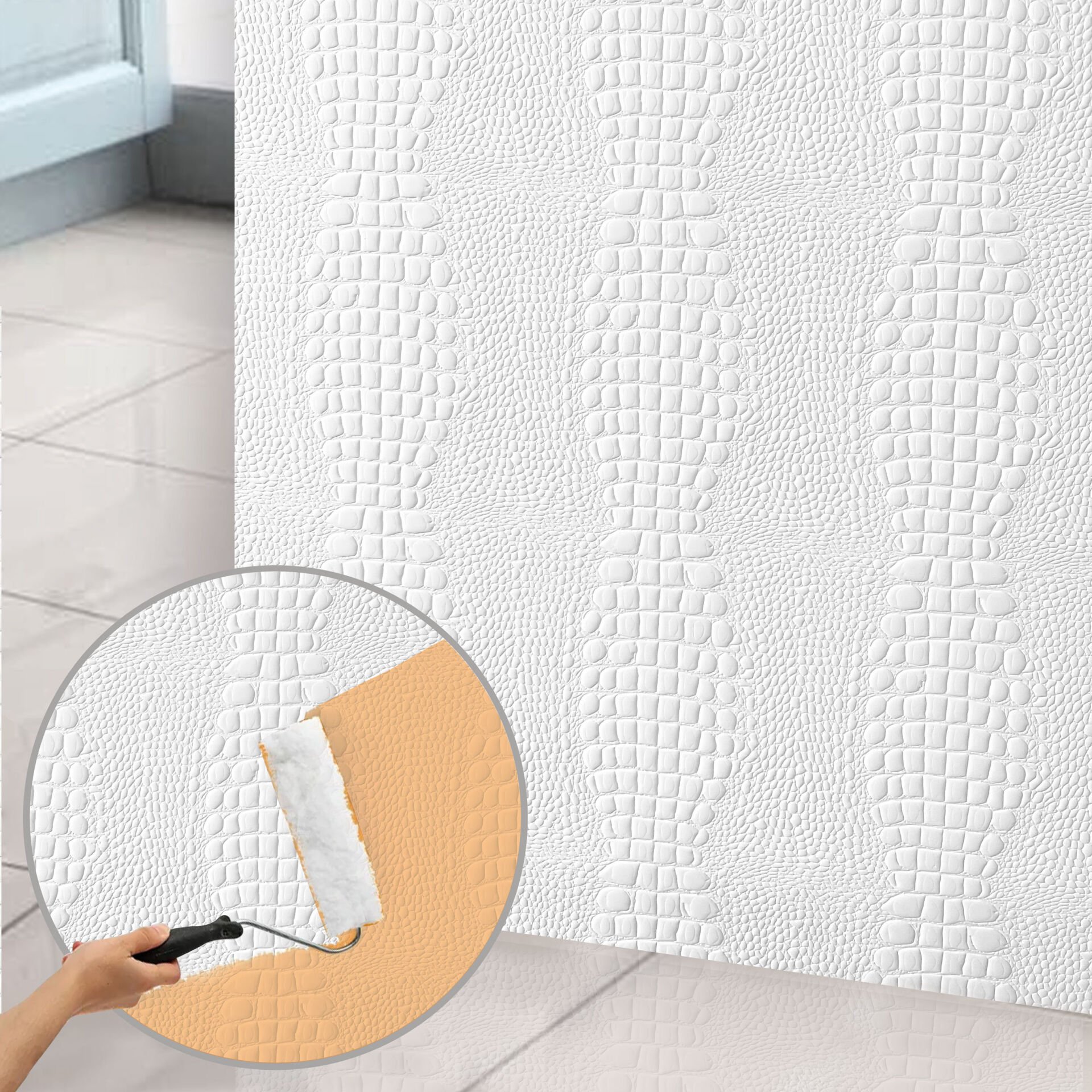 3D Wall Panel Paintable Dekota 60x120 cm / Leather Pattern