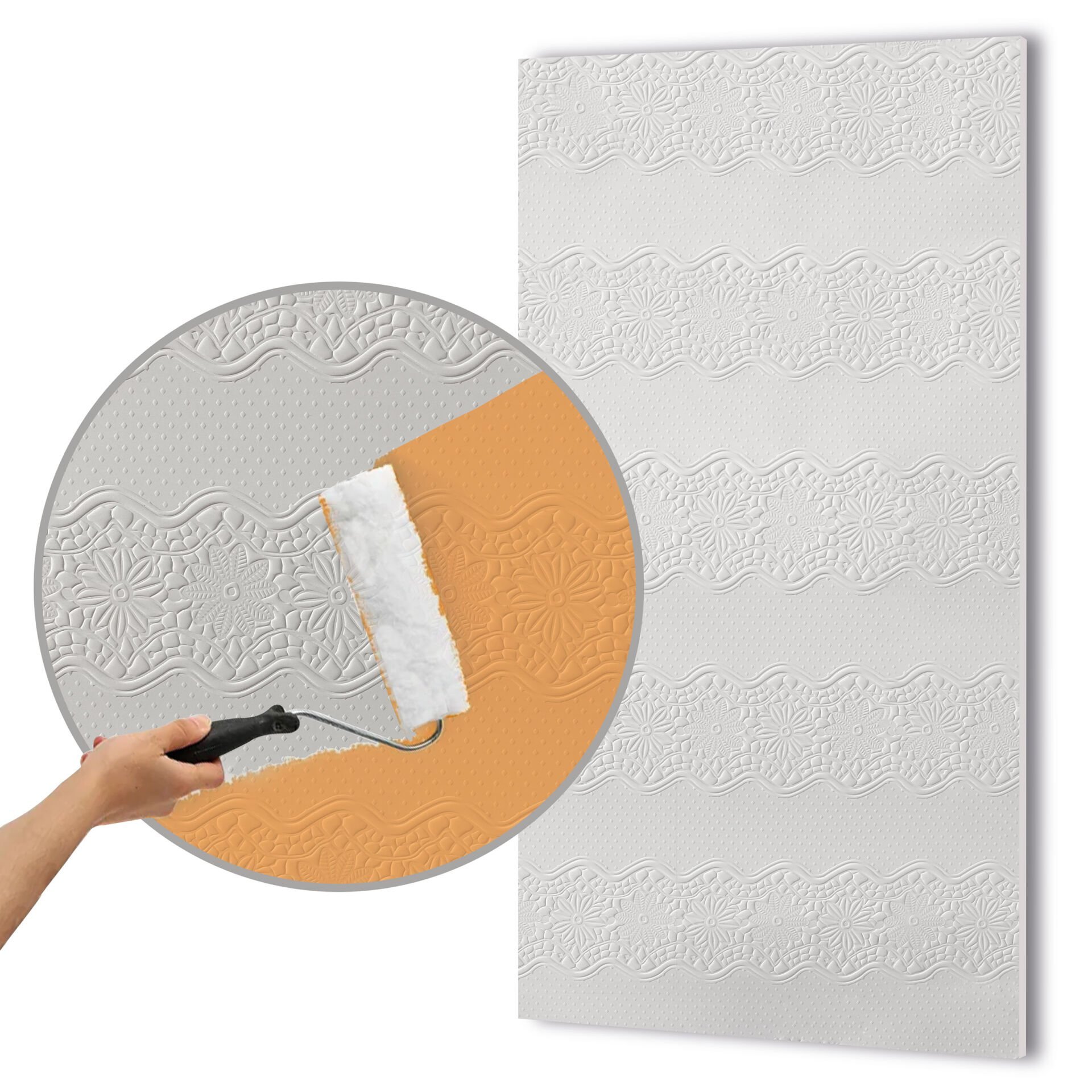 3D Duvar Paneli Boyanabilir Dekota 60x120 cm / Çiçek Bahçesi Desenli