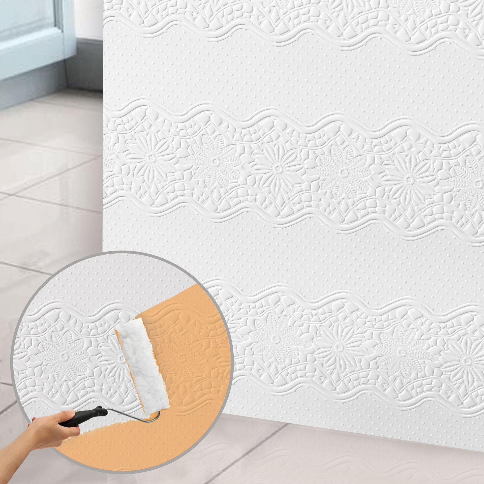 3D Wall Panel Paintable Dekota 60x120 cm / Flower Garden Pattern