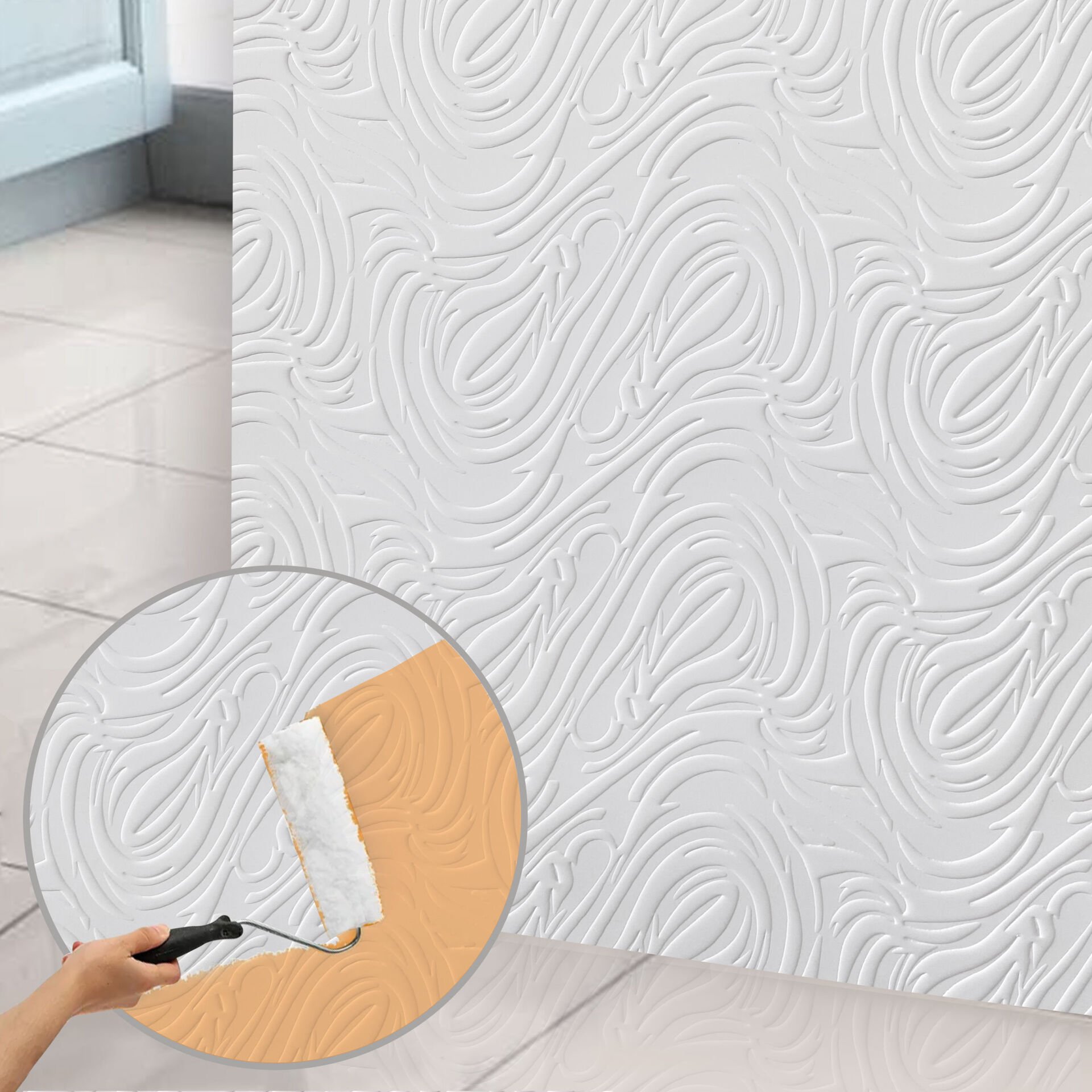 Kendinden Yapışkanlı Tink 3D Duvar Paneli Boyanabilir Dekota 60x60 cm Dalga Desenli