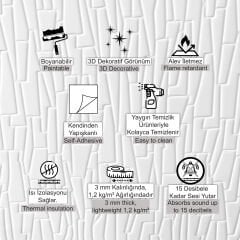 3D Duvar Paneli Boyanabilir Dekota 50x50 cm Geometrik Desenli
