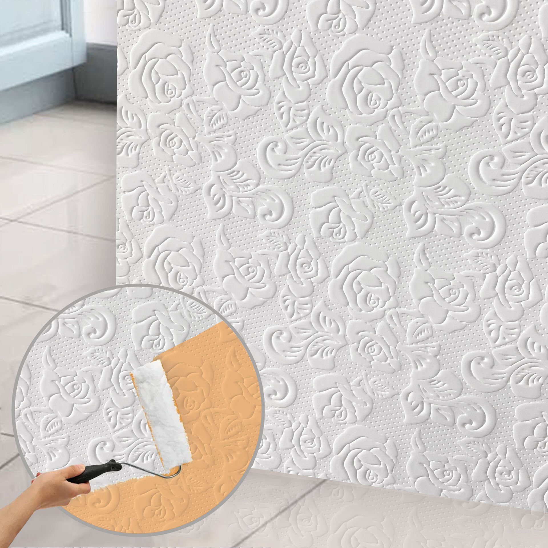 3D Duvar Paneli Boyanabilir Dekota 50x50 cm Güllü Desenli