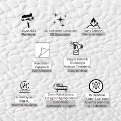 Kendinden Yapışkanlı Tink 3D Duvar Paneli Boyanabilir Dekota 60x60 cm Leopar Desenli