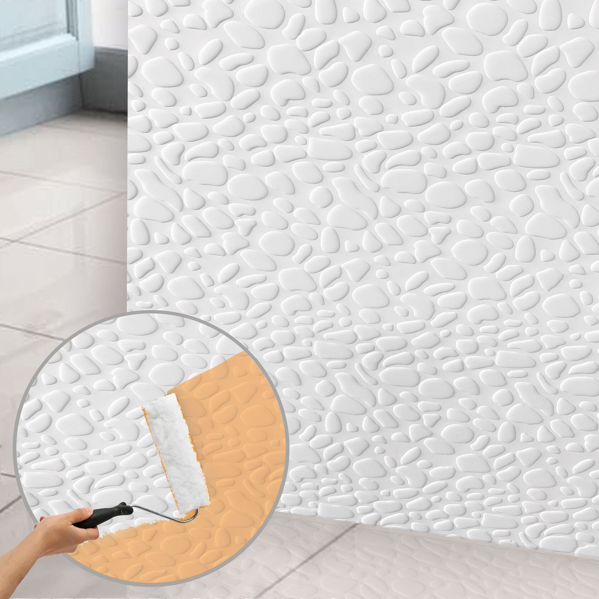 Kendinden Yapışkanlı Tink 3D Duvar Paneli Boyanabilir Dekota 60x60 cm Leopar Desenli