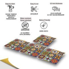 Tink Kendinden Yapışkanlı Fayans Kaplama Pvc Yer Döşemesi Karnaval Desenli 30x30 cm