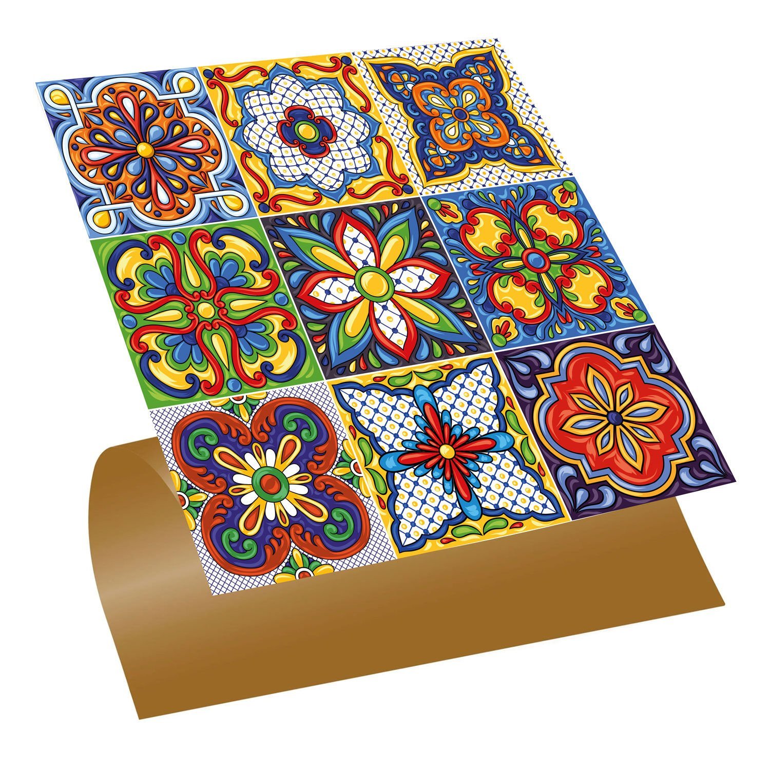 Tink Kendinden Yapışkanlı Fayans Kaplama Pvc Yer Döşemesi Karnaval Desenli 30x30 cm