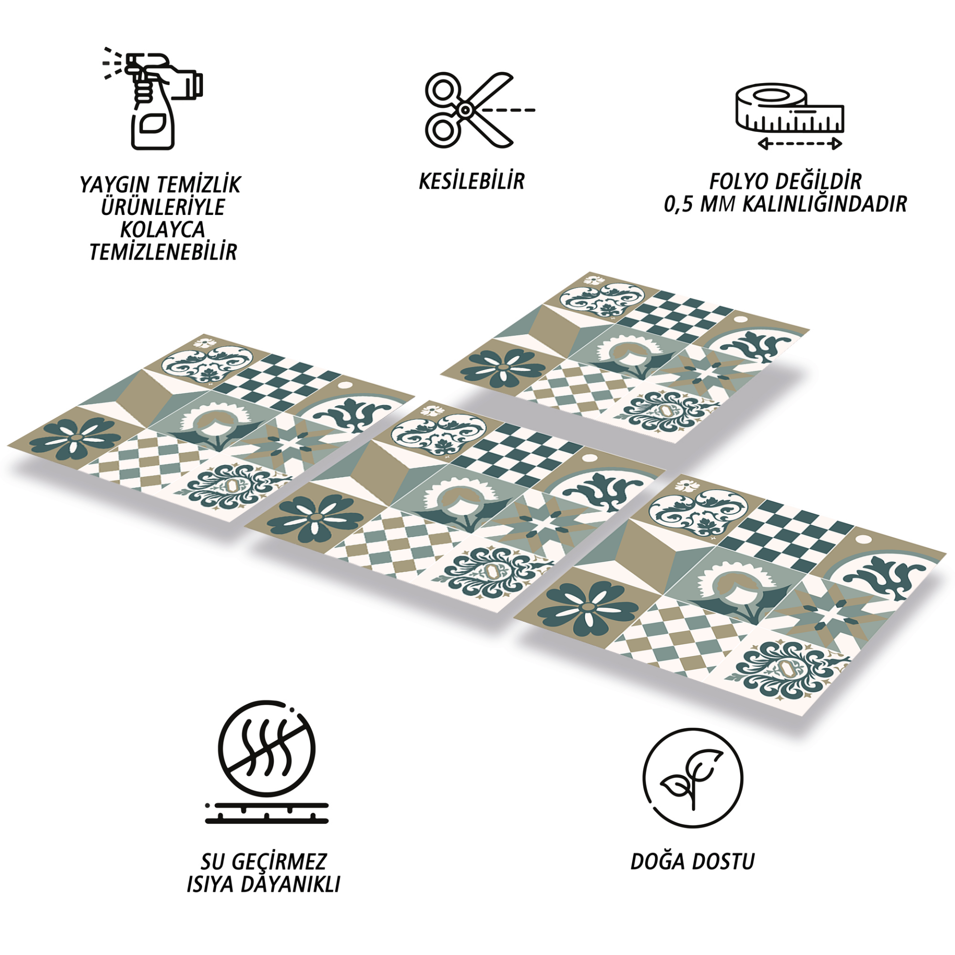 Tink Kendinden Yapışkanlı Karma Kahve 30x30 cm Pvc Yer Duvar Karoları