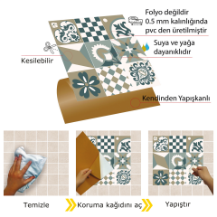 Tink Kendinden Yapışkanlı Karma Kahve 30x30 cm Pvc Yer Duvar Karoları 1 m2 (11 Adet)