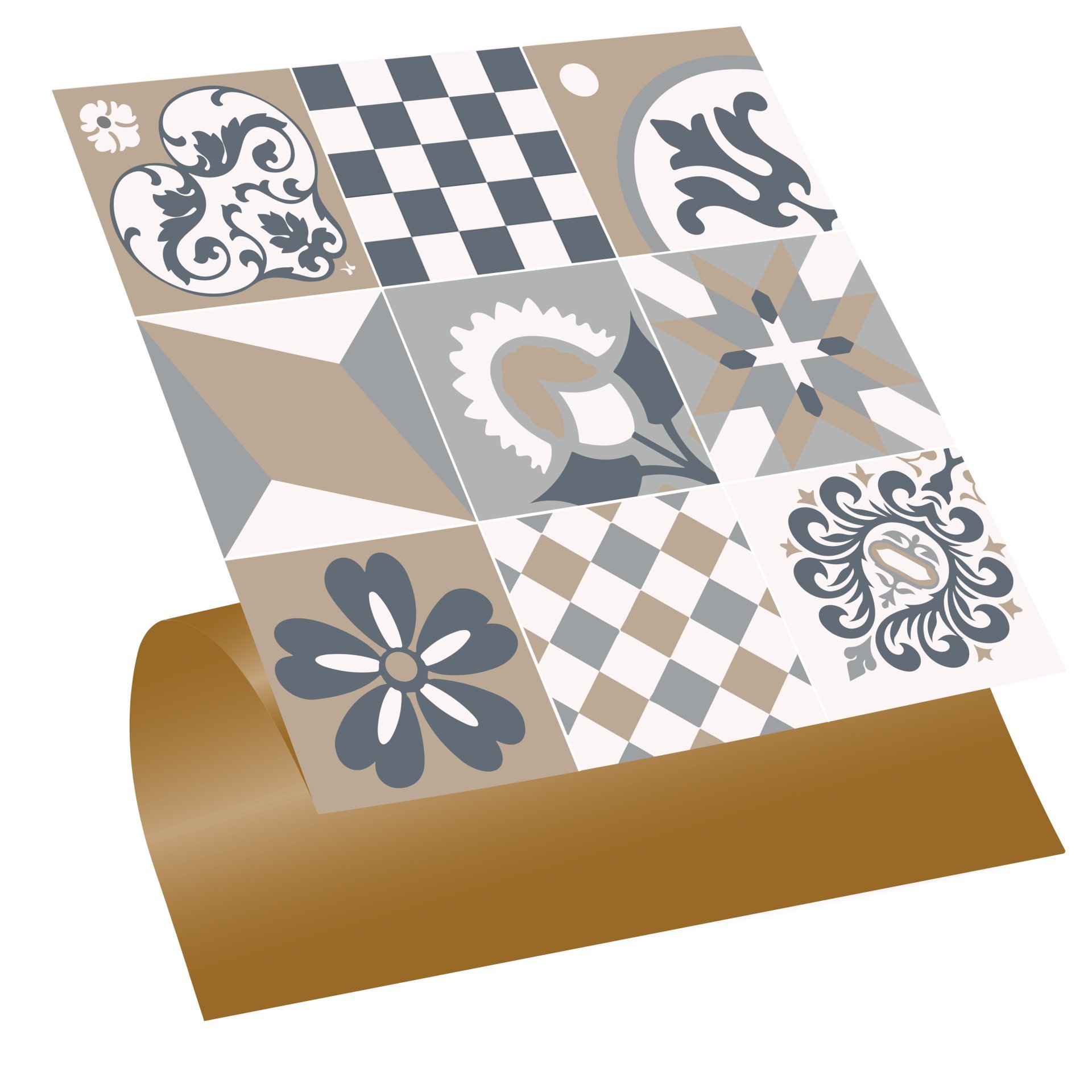 Tink Self Adhesive Mixed Brown 30x30 cm PVC Floor Wall Tiles