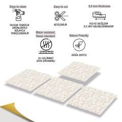 Tink Kendinden Yapışkanlı Salon Çiçekli 30x30 cm Pvc Yer Duvar Karoları