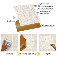 Tink Kendinden Yapışkanlı Salon Çiçekli 30x30 cm Pvc Yer Duvar Karoları