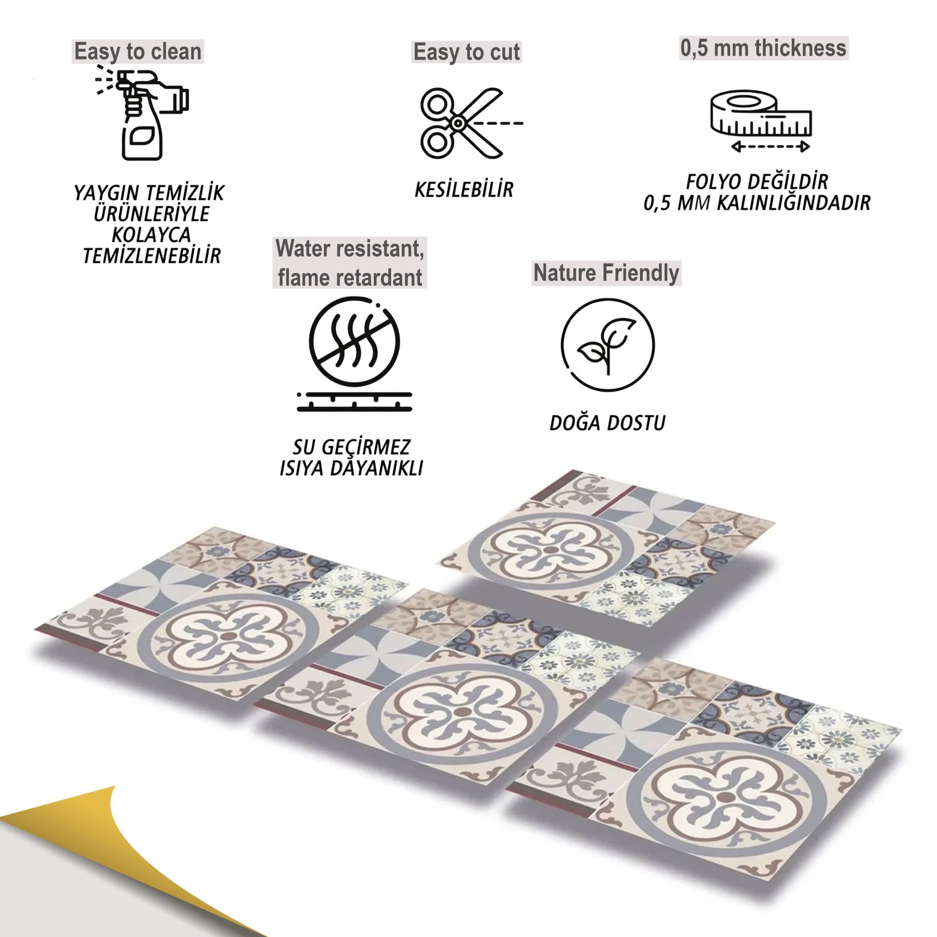 Tink Kendinden Yapışkanlı Alaska 30x30 cm Pvc Yer Duvar Karoları