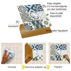 Tink Kendinden Yapışkanlı Karma Green 30x30 cm Pvc Yer Duvar Karoları