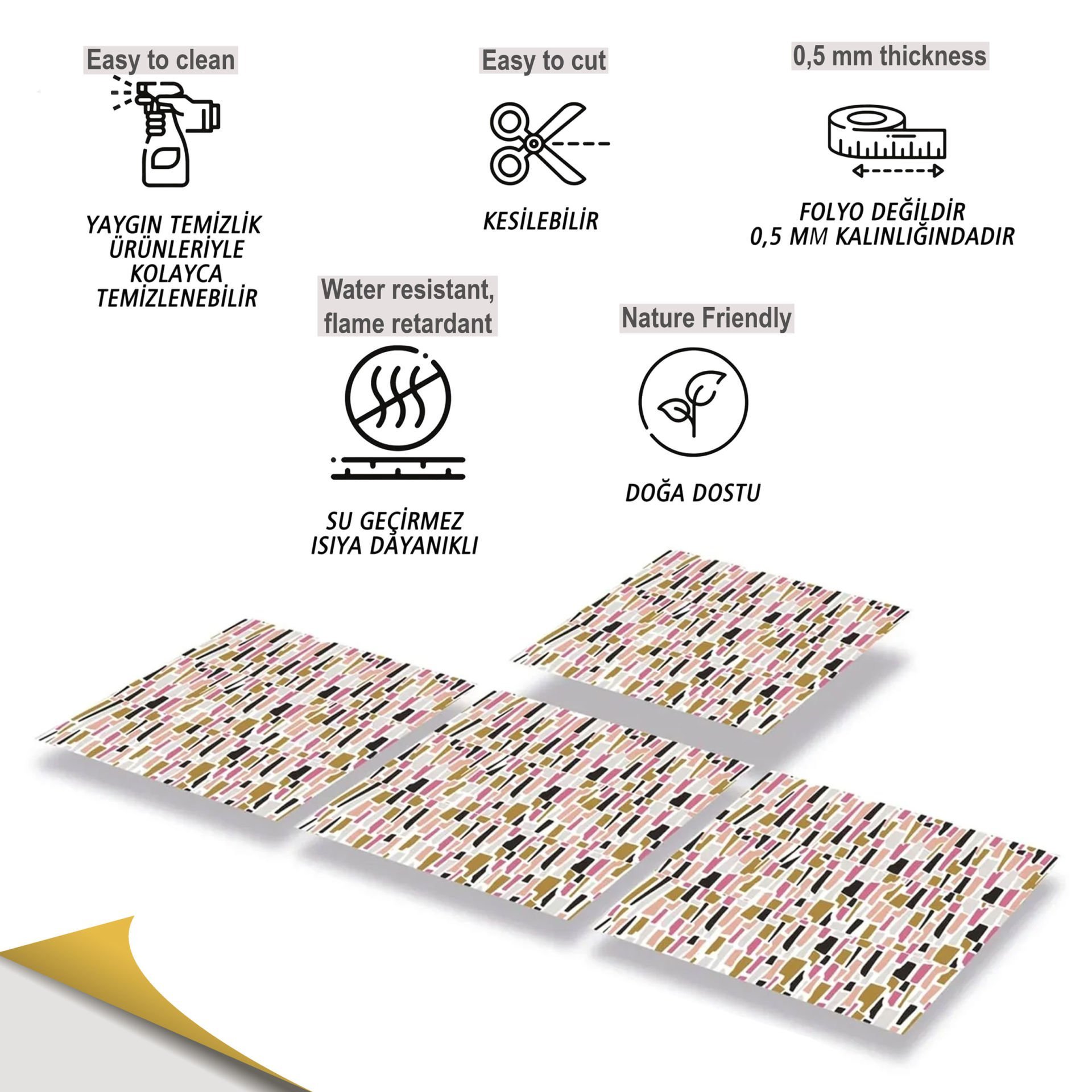 Tink Kendinden Yapışkanlı Pop Mozaik 30x30 cm Pvc Yer Duvar Karoları