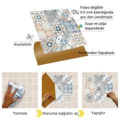 Tink Kendinden Yapışkanlı Mavi Fas 4 30x30 cm Yer Duvar Karoları