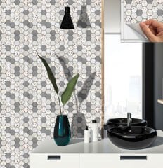 Tink Kendinden Yapışkanlı Fayans Kaplama Pvc Yer Döşemesi Terrazzo Petek Desenli 30x30 cm