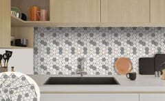 Tink Kendinden Yapışkanlı Fayans Kaplama Pvc Yer Döşemesi Terrazzo Petek Desenli 30x30 cm 1 m2 (11 Adet)
