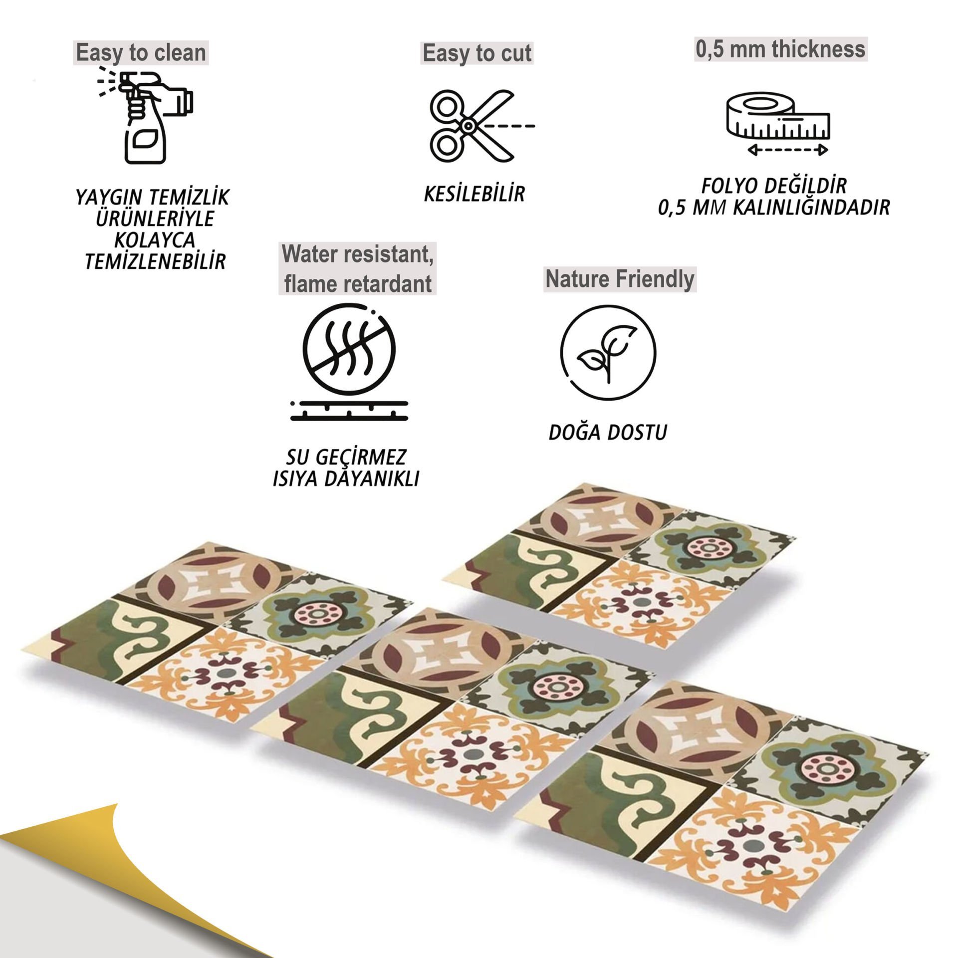 Tink Kendinden Yapışkanlı Kafkas 30x30 cm Yer Duvar Karoları