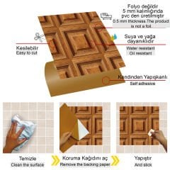 Tink Kendinden Yapışkanlı Fayans Kaplama Pvc Yer Döşemesi Kare Ahşap Desenli 30x30 cm