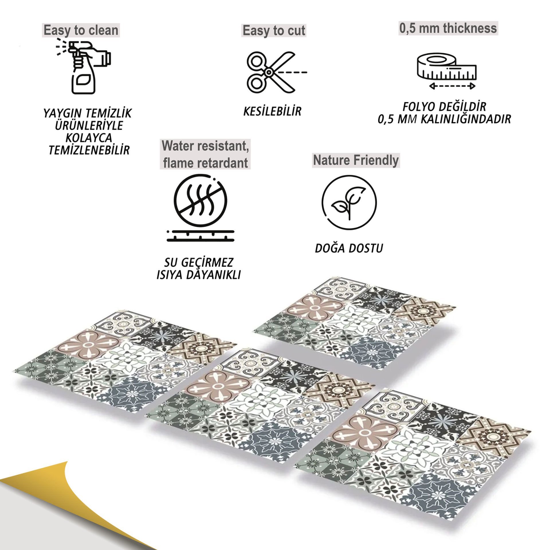 Tink Kendinden Yapışkanlı Kimono 30x30 cm Pvc Karo