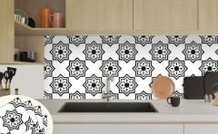 Tink Kendinden Yapışkanlı Fayans Kaplama Pvc Yer Döşemesi Siyah Selçuklu Yıldızı Desenli 30x30 cm