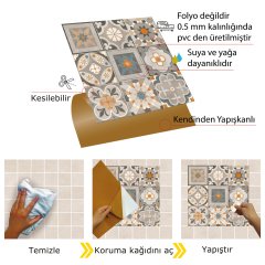 Tink Kendinden Yapışkanlı Karma Apricot 30x30 cm Pvc Karo