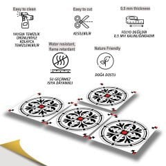 Tink Kendinden Yapışkanlı Fayans Kaplama Pvc Yer Döşemesi Kırmızılı Yuvarlak Solo Desenli 30x30 cm