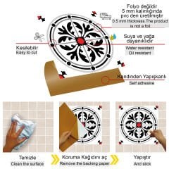 Tink Kendinden Yapışkanlı Fayans Kaplama Pvc Yer Döşemesi Kırmızılı Yuvarlak Solo Desenli 30x30 cm