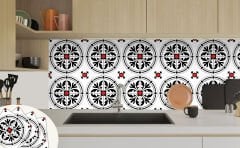 Tink Kendinden Yapışkanlı Fayans Kaplama Pvc Yer Döşemesi Kırmızılı Yuvarlak Solo Desenli 30x30 cm